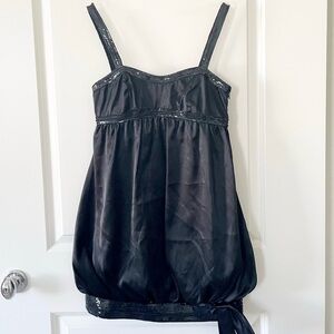 De Laru black sequin bow dress